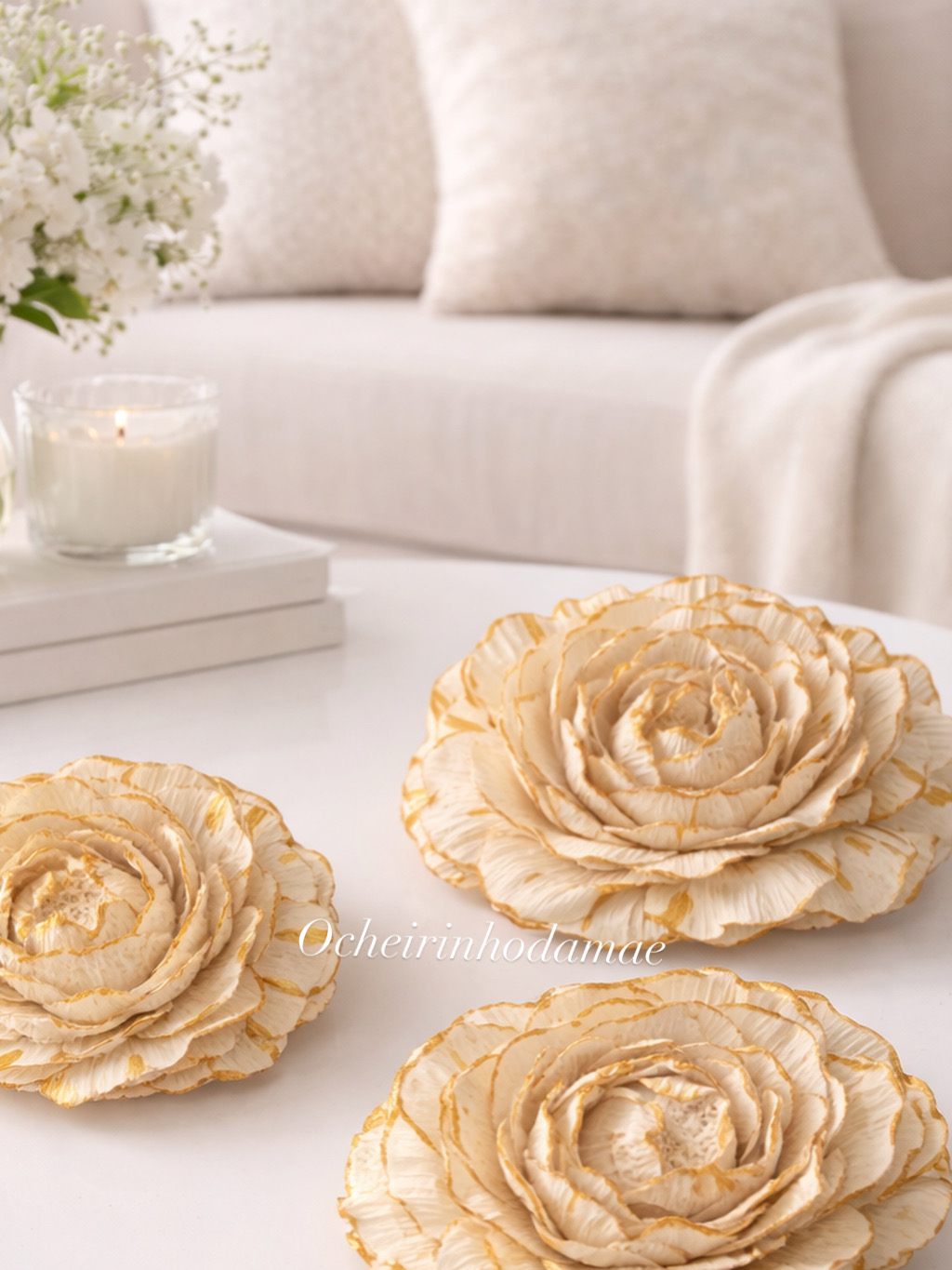 Peónia Romance Pintada e Perfumada em Gesso